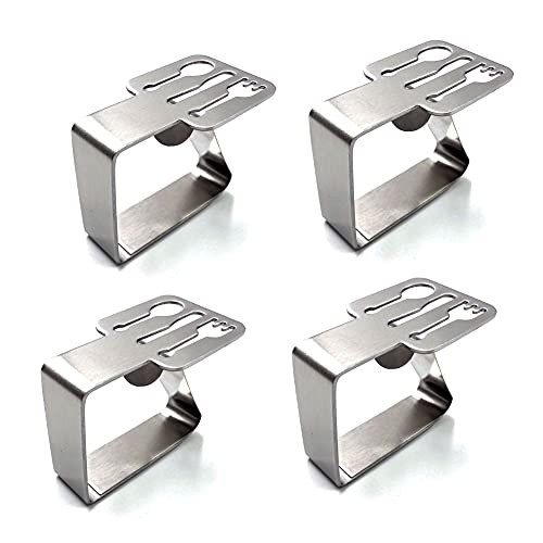 4pcs Tableware Shape Stainless Steel Silver Thickened Strong Cloth Clip