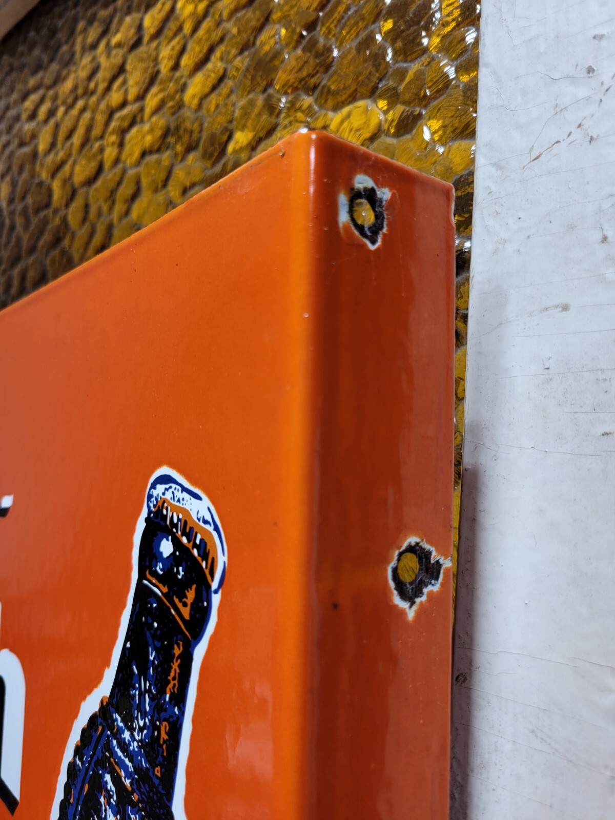 VINTAGE ORANGE CRUSH PORCELAIN SIGN OLD SODA FLANGE COLA BEVERAGE DRINK FOOD 20"