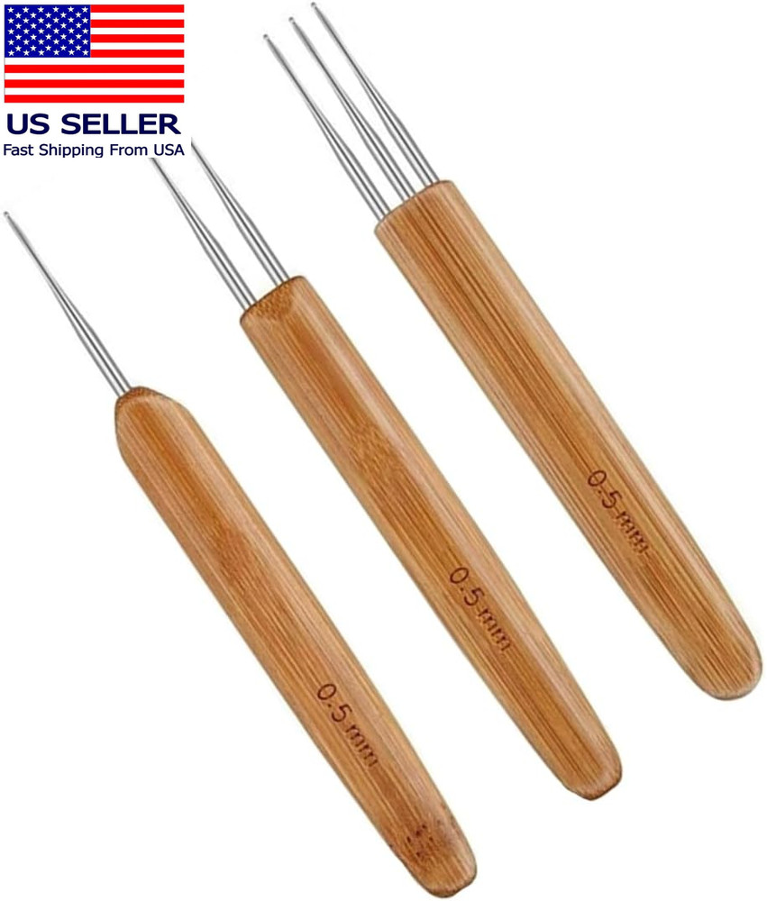3 Pcs Dreadlock Crochet Hook for Hair, Dreadlock Needle Tool for Braid Craft 1 H