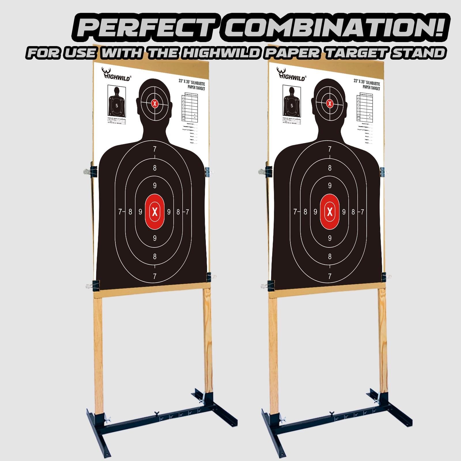 Highwild Shooting Range Silhouette Paper Target - 23X35 23X35", White & Black