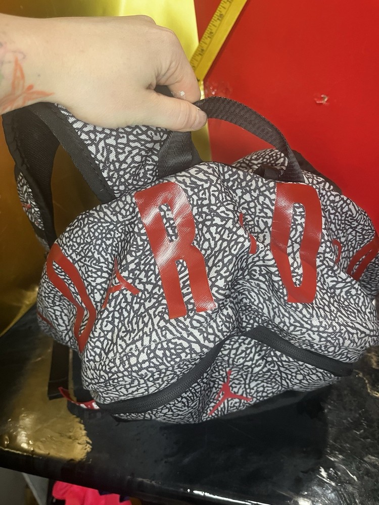 Jordan Abstract Pattern Backpack Black Gray Red Men's Inner Pockets