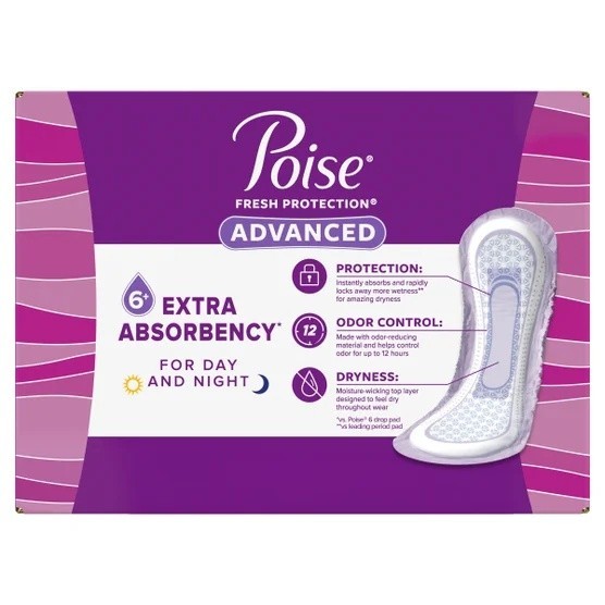 Poise Advanced Ultimate Absorbency Long Pads, 108-count