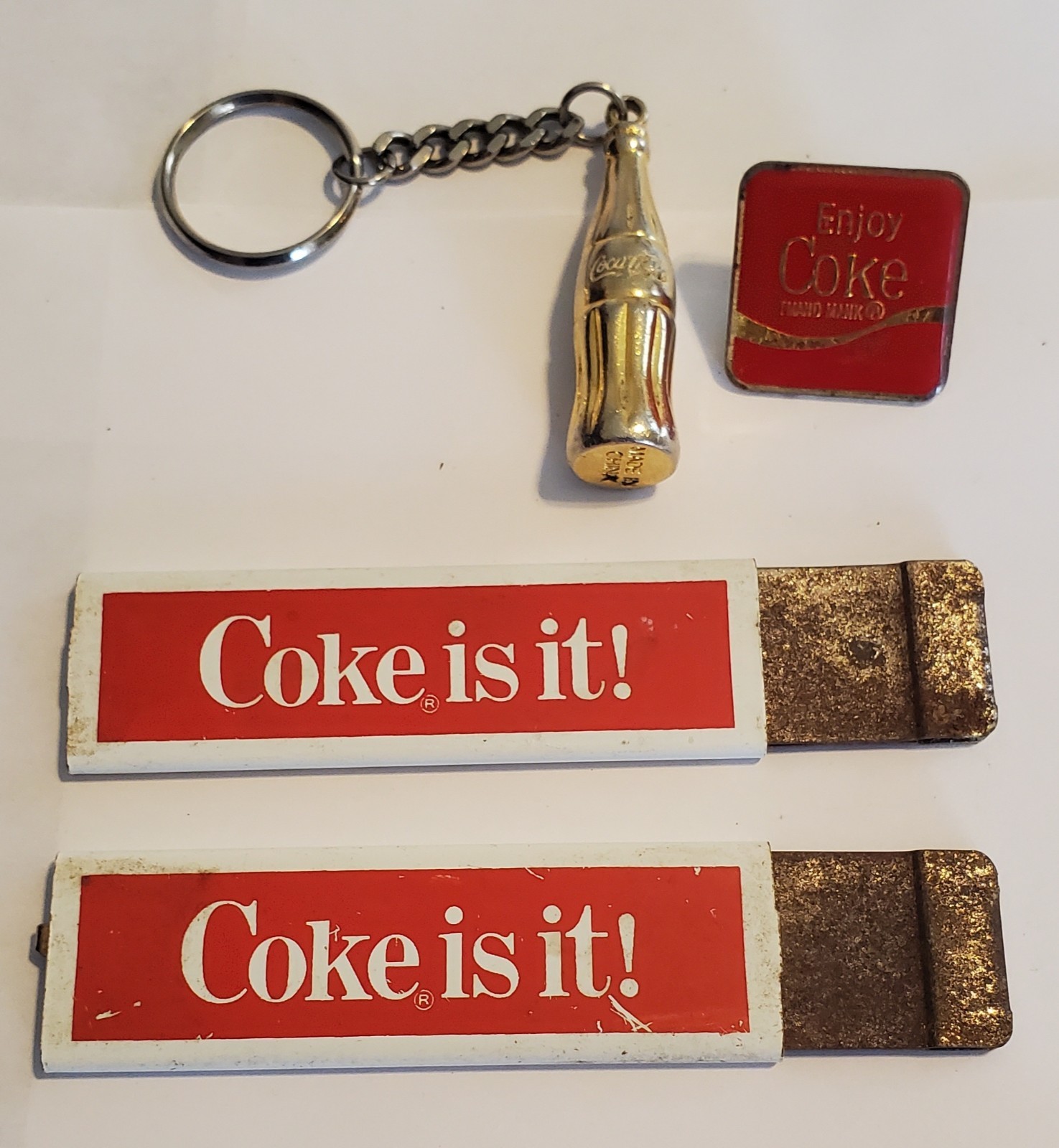 Coca-Cola Vintage "Coke Is It!" Box Cutters, Vintage Enjoy Coke Pin, & Keychain!