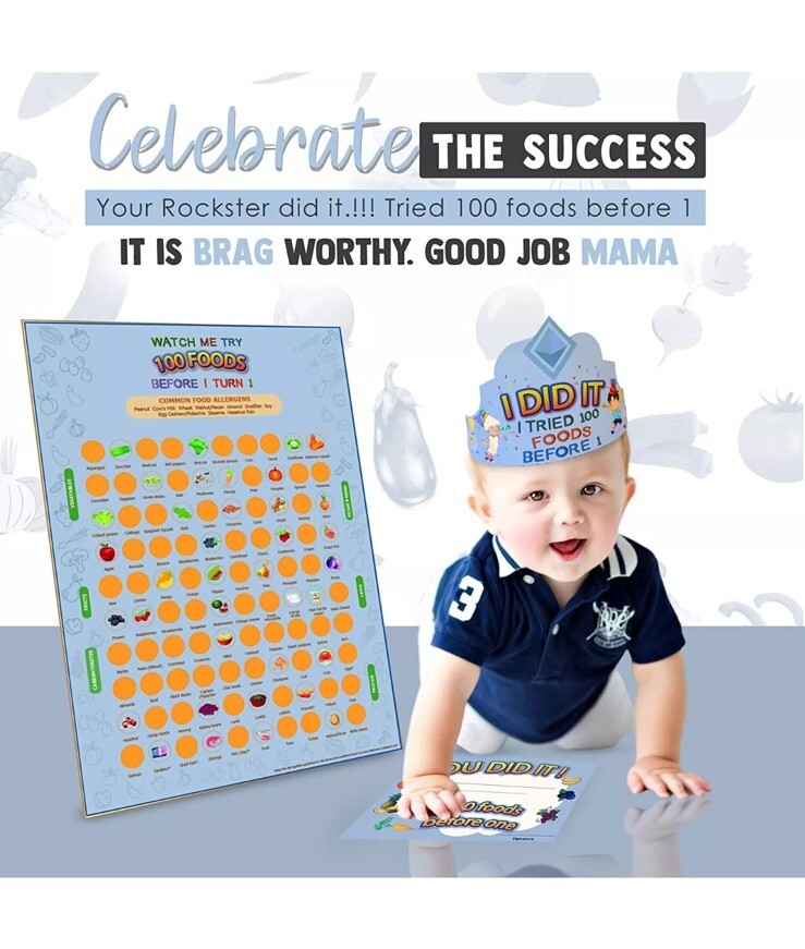 Cradle Plus 100 Foods Before 1 Scratch Off Poster - Blue