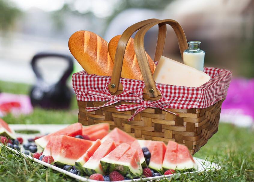 New Rectangular Basket Lined with Gingham Lining