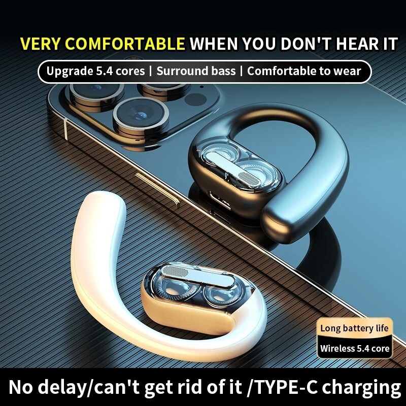 Bluetooth 5.4 Earpiece Wireless Headset Driving Trucker Earbuds Noise Cancelling
