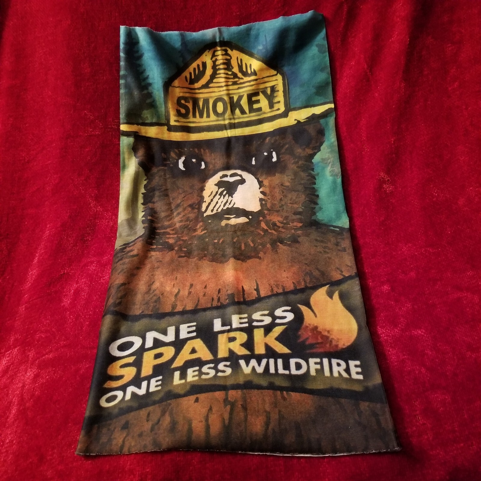 Smokey the Bear Neck Gaiter - One Less Spark One Less Wildfire - New!