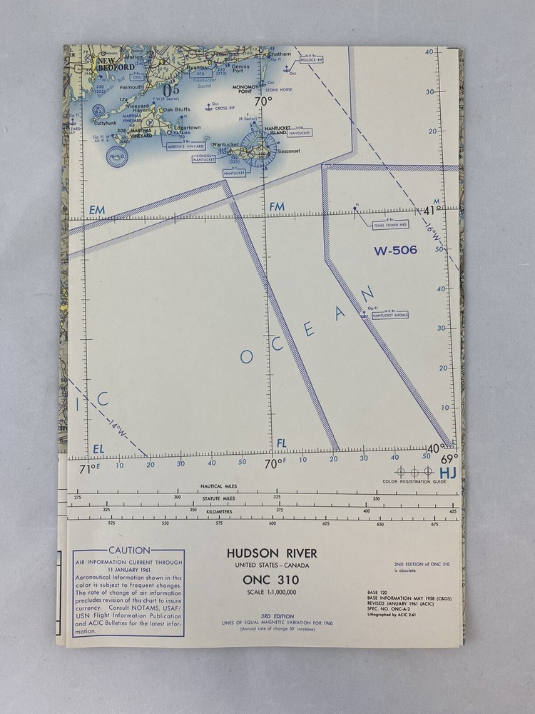 VTG 1961 USAF OPERATIONAL NAVIGATION CHART ONC 310 Hudson River