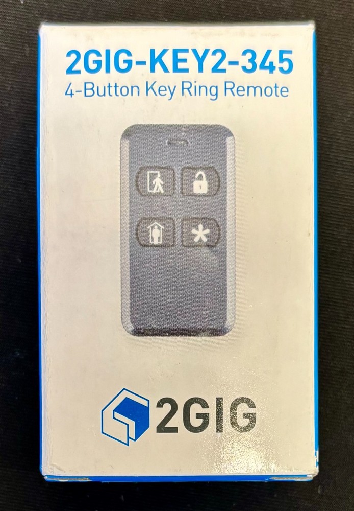 2GIG Encrypted Home Security 4‐Button Remote Keyfob 2GIG-KEY2-345