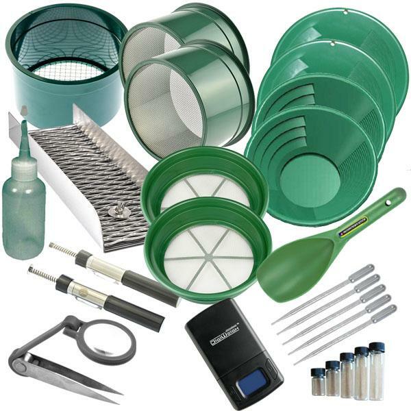 26pc Green Mini / Large Gold Classifier Screen & Gold Pan Panning Kit & More