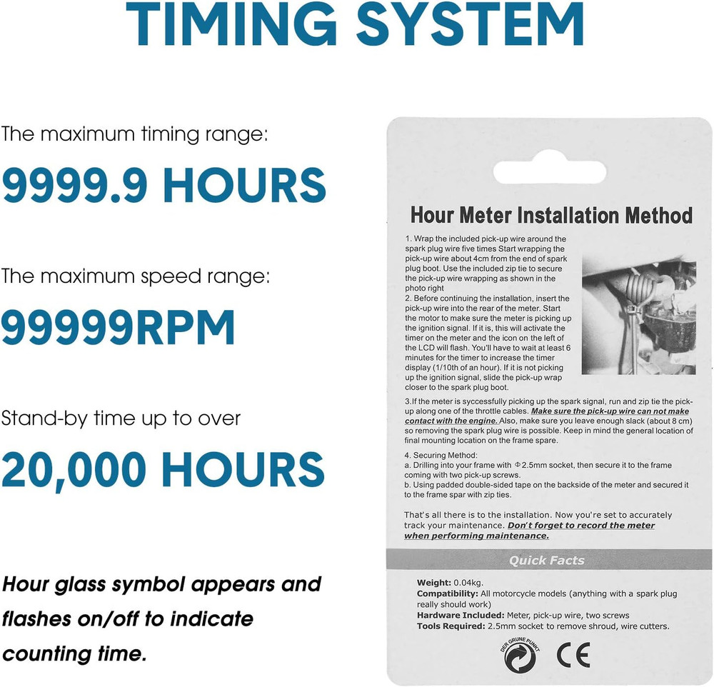 4 Pieces Hour Meters for Small Engines Inductive Digital Engine Meter Automatica