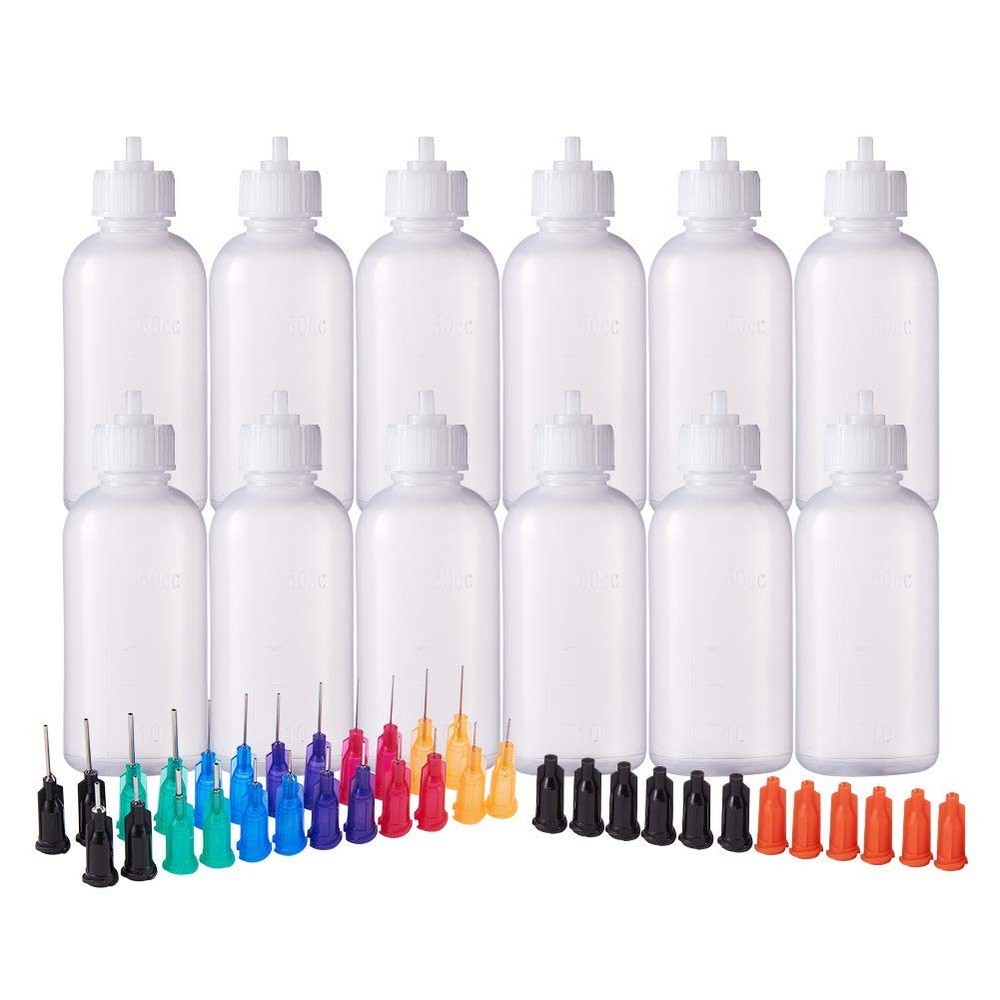 12 PCS 1.7oz Precision Tip Applicator Bottle Set 24 Tips 12 Caps Quilling