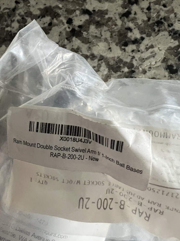 RAM Mount Plastic Double 1 inch Socket Swivel Arm RAP-B-200-2U