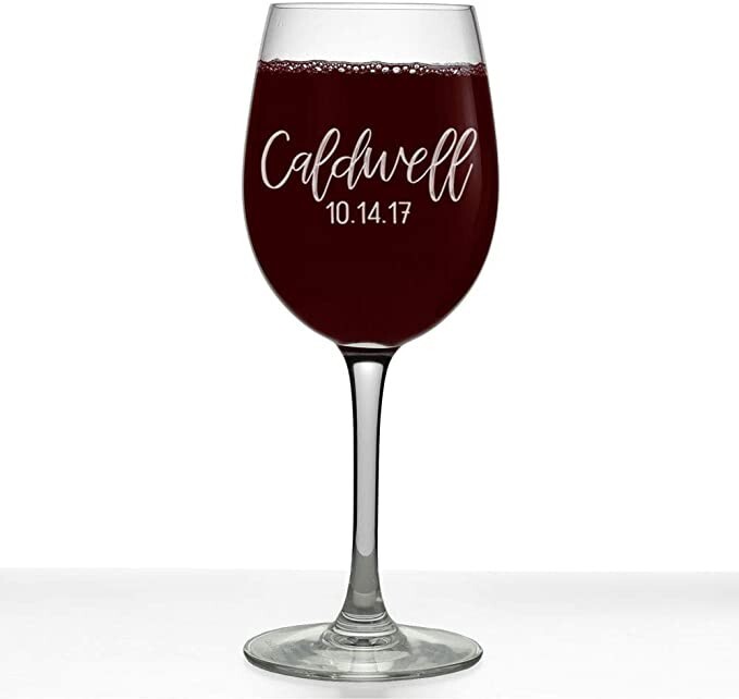 Personalized Etched 16oz Stemmed Wine Glass, Caldwell