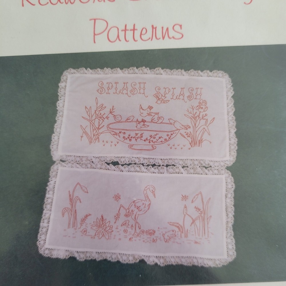 Splash Splash Dragonfly Lasting Treasures Redwork Embroidery Patterns Egret Bird