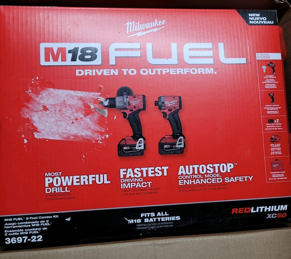 Unopened Milwaukee 3697-22 Two Piece Hammer Drill/Driver Kit