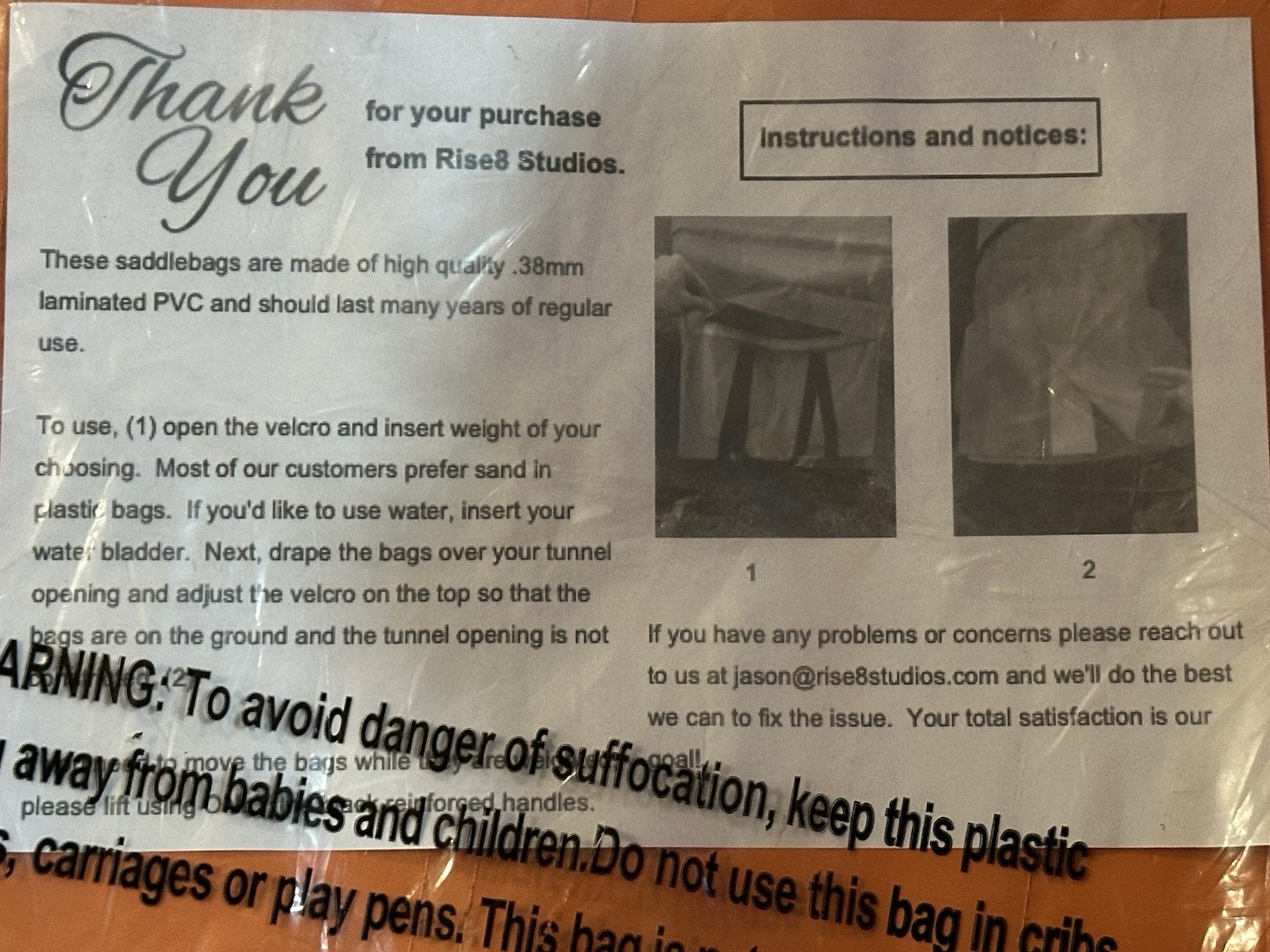 (2) Rise8 Non-constricting Saddlebags for stabilizing Dog Agility Tunnel Orange