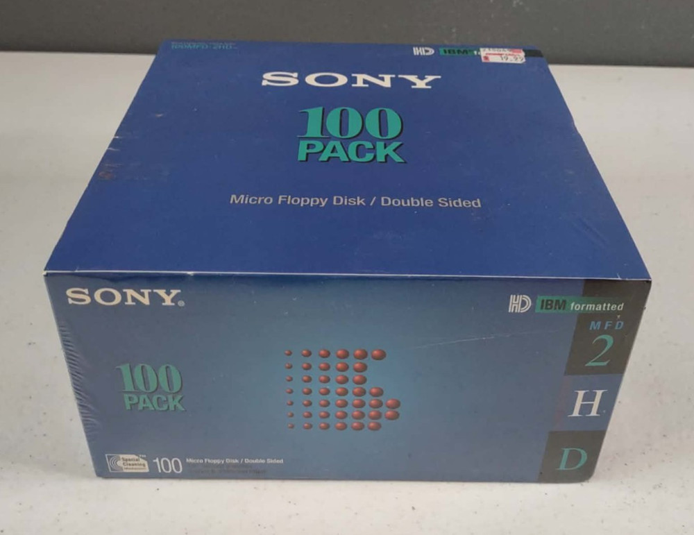 Sony Micro Floppy Disk Double Sided 100 Pack 100MFD-2HD IBM Formatted