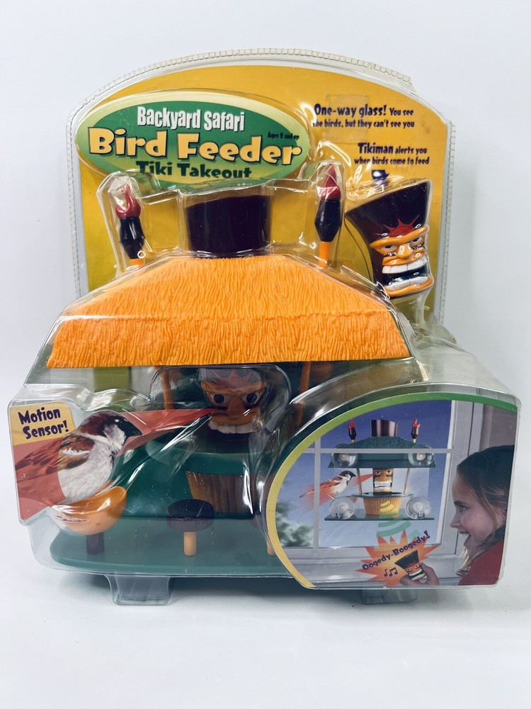 Backyard Safari Bird Feeder Tiki Takeout With Motion Sensor & One Way View - New