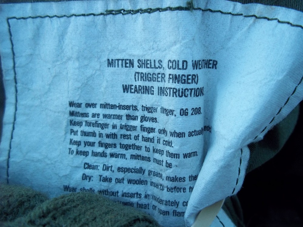MILITARY SURPLUS TRIGGER FINGER MITTEN SET ARMY SHELL+ INSERTS SIZE MEDIUM