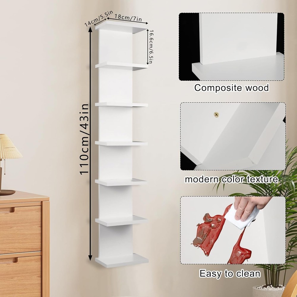 2 Pack 7 Tier Wall Shelf Unit - Lack Floating Shelf, Compact Display Floating...