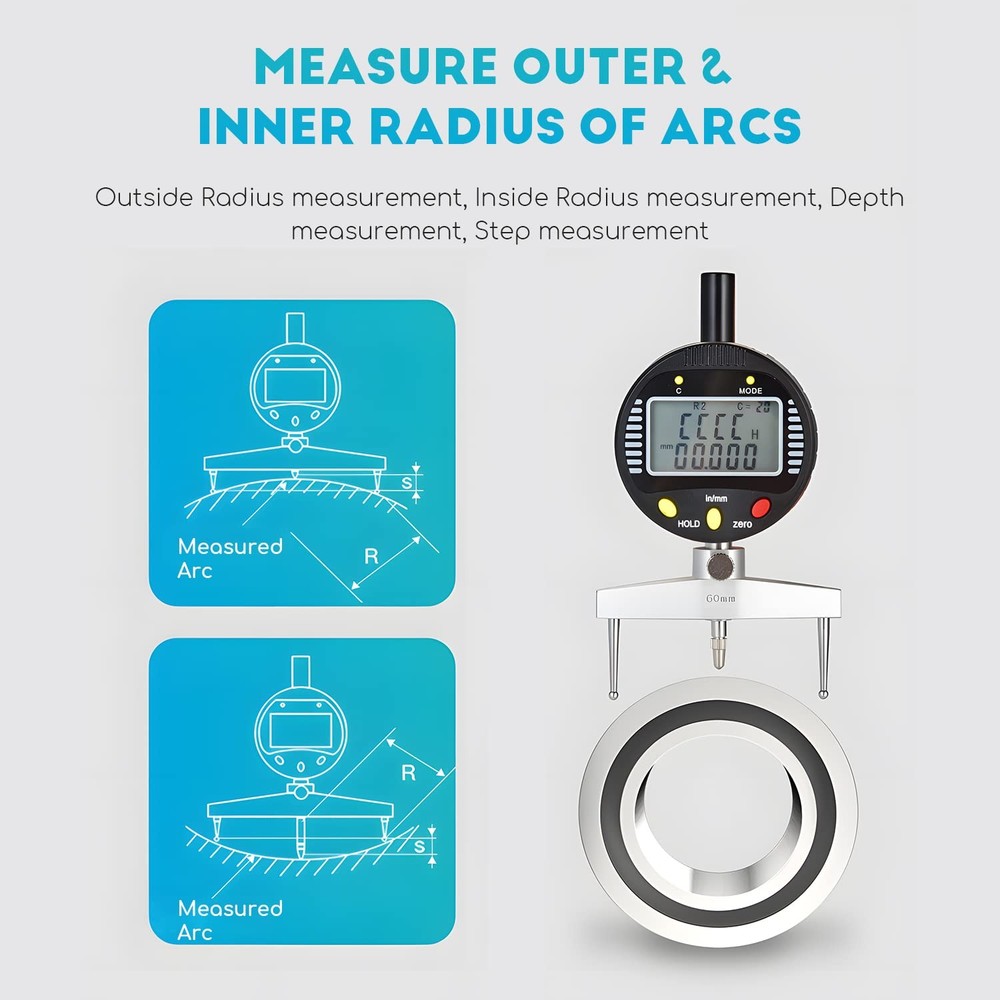 High accuracy digital radius gauge Electronic Inside and Outside Radius Gage ...