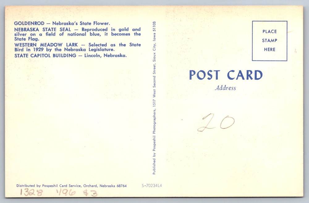 #1328 Nebraska Statehood FDC Maxi Card