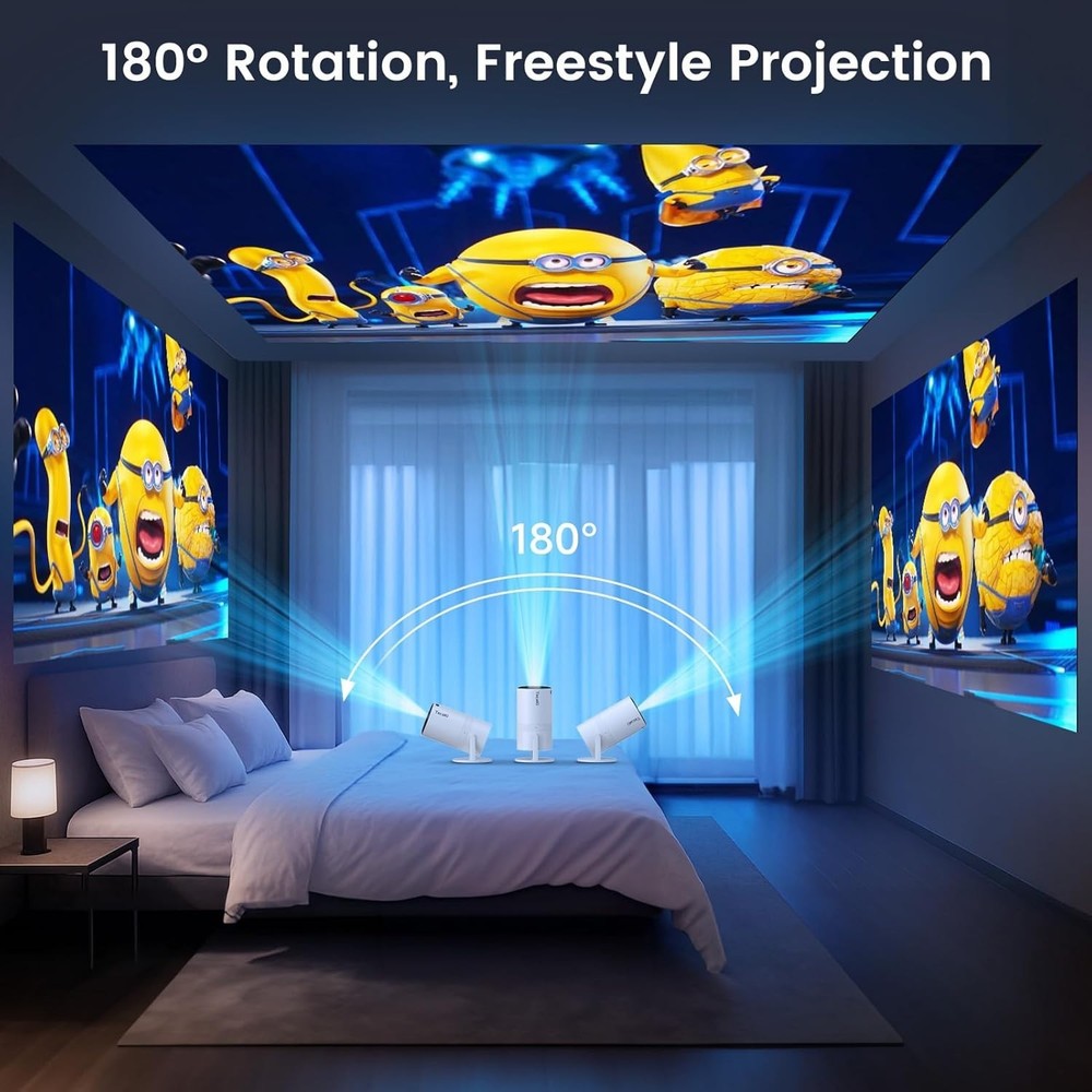 Smart Mini Projector with Auto Keystone & Multi-Device Compatibility - HD 1080P