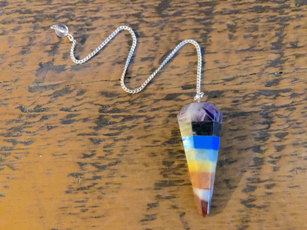 7 Chakra Pendulum Crystal Dowsing Tool w/ Chain Healing Divination Stone