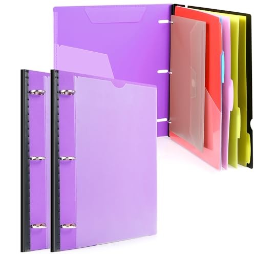 Telescoping Project Organizer 2-Pack, Refillable 3 Ring Binder 2 Pack Purple