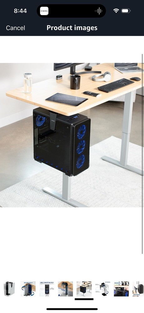 Adjustable Under Desk and Wall PC Mount, Computer Case CPU Holder MOUNT-PC01