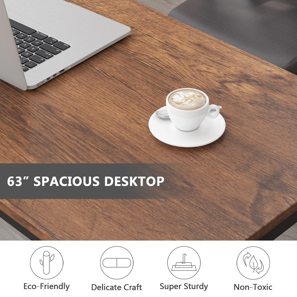 Tribesigns Computer Desk 63 inch Large Office Desk Computer Table Study Writi...