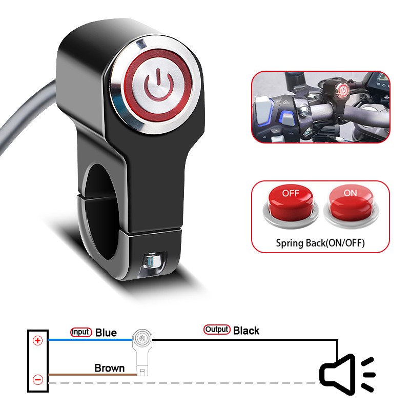 Motorcycle ATV Control Start Switch Momentary Horn Push Button Handlebar Mount