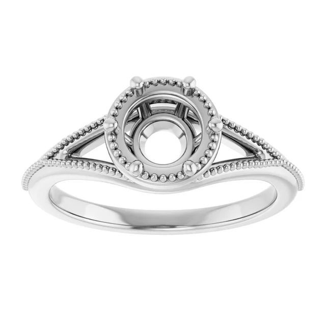 925 Sterling Silver Semi Mount Ring Setting Round 10mm Natural Zircon