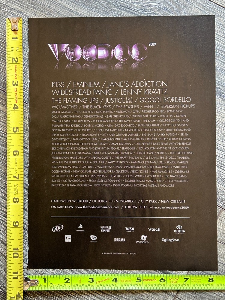KISS Concert Ad Advert Voodoo Music Festival New Orleans 2009 Widespread Panic