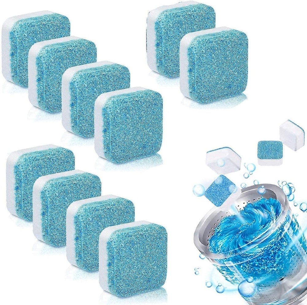 12 Pcs Washing Machine Cleaner Washer Deep Solid Cleaning Effervescent Tablets
