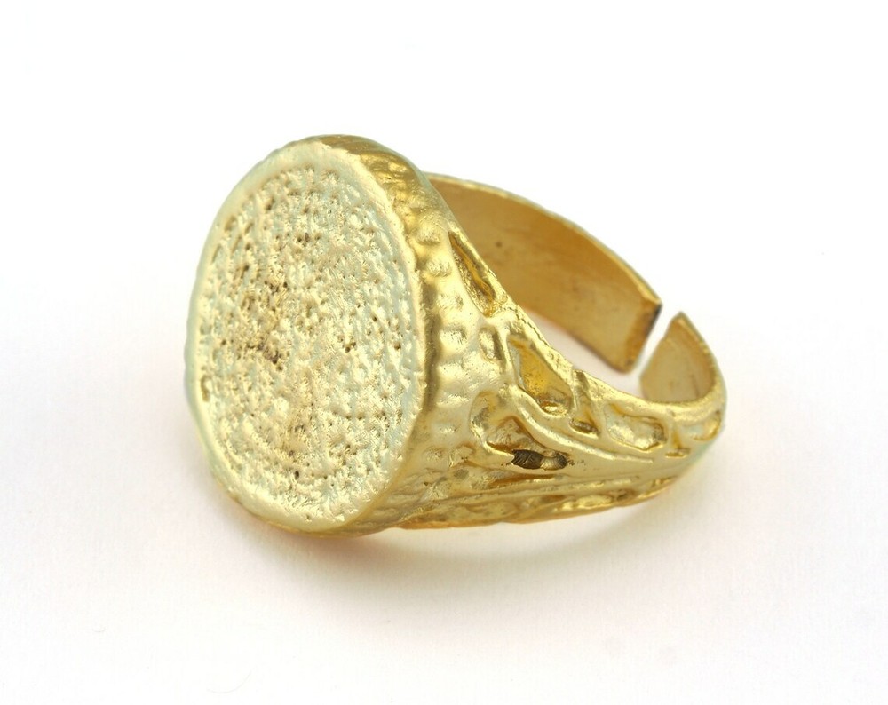 Adjustable Ring Matte Gold Plated Brass 18mm 8US inner size 3209 ring23