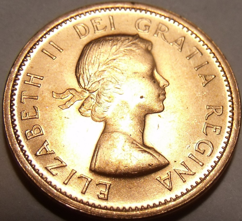 Gem Uncirculated Canada 1964 Maple Leaf Cent~Queen Eliz