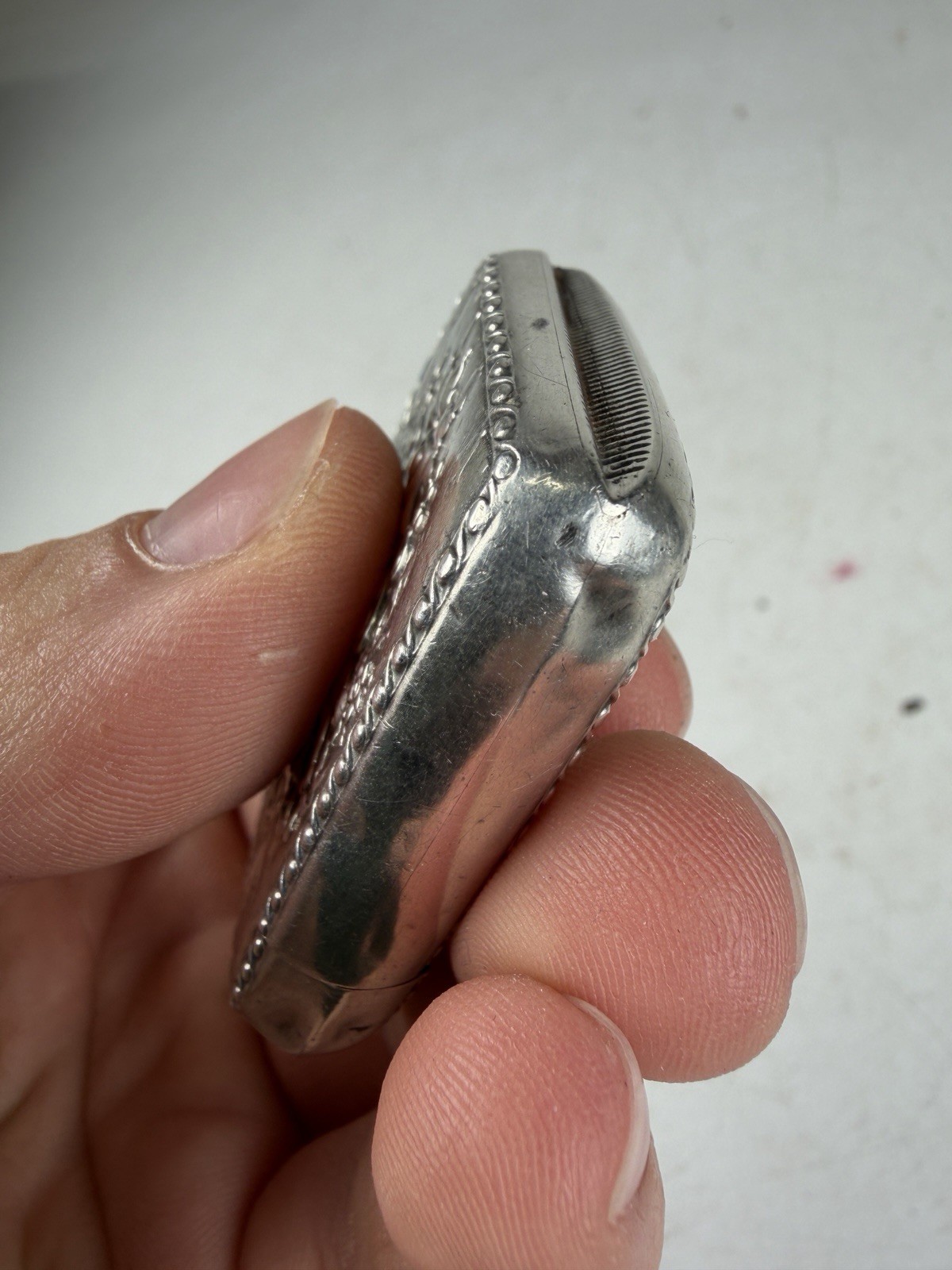 Antique Victorian Sterling Silver Repoussé Match Safe Vesta Case Late 1800s