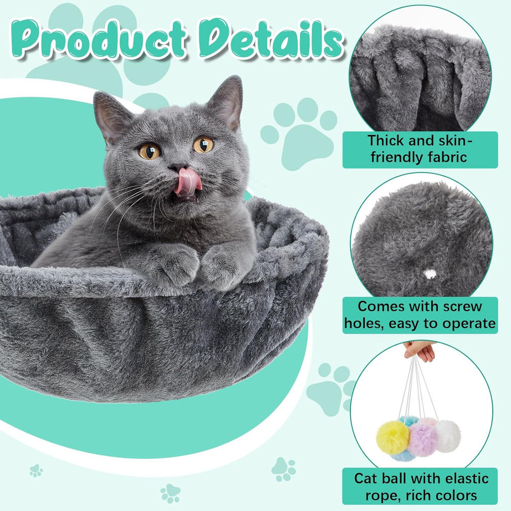 3 Pack Large Cat Tree Hammock Basket Bed Lounger Tower Replacement 14.6" Gray