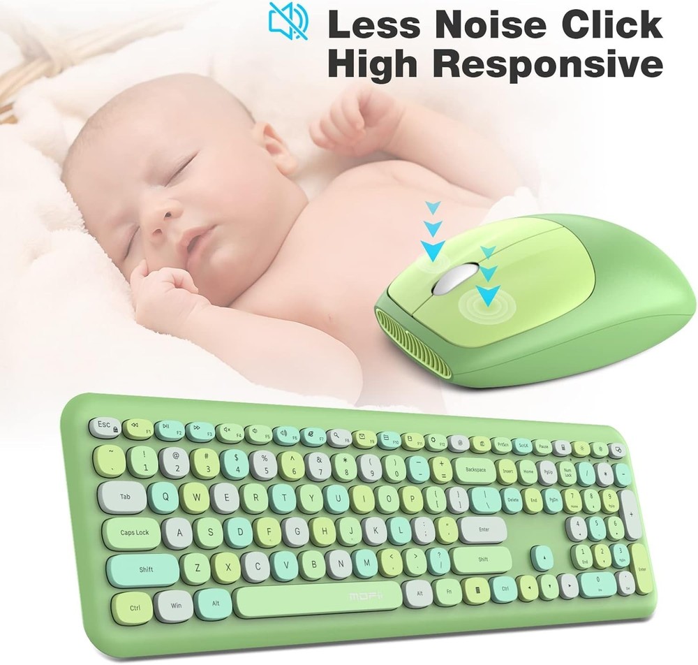 Wireless Keyboard and Mouse Combo Silent, Slim Compact 2.4G USB Full Size Wir...