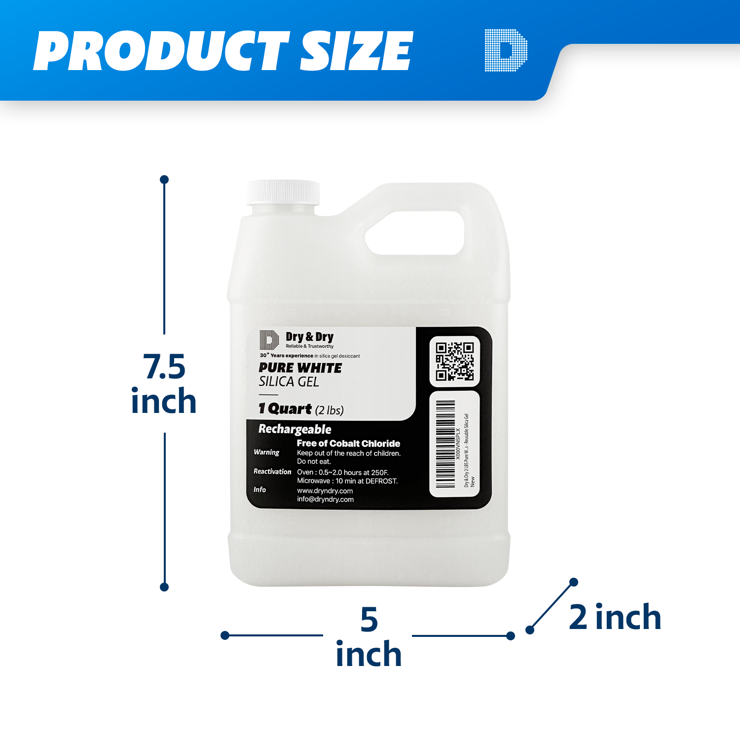 1 Quart(2 LBS) White Silica Gel Beads-Rechargeable