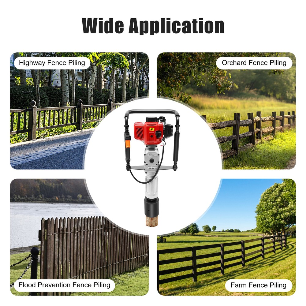 52CC 2-Stroke Pile Driver Post Driver Gasoline Powered Garden Piling Machine