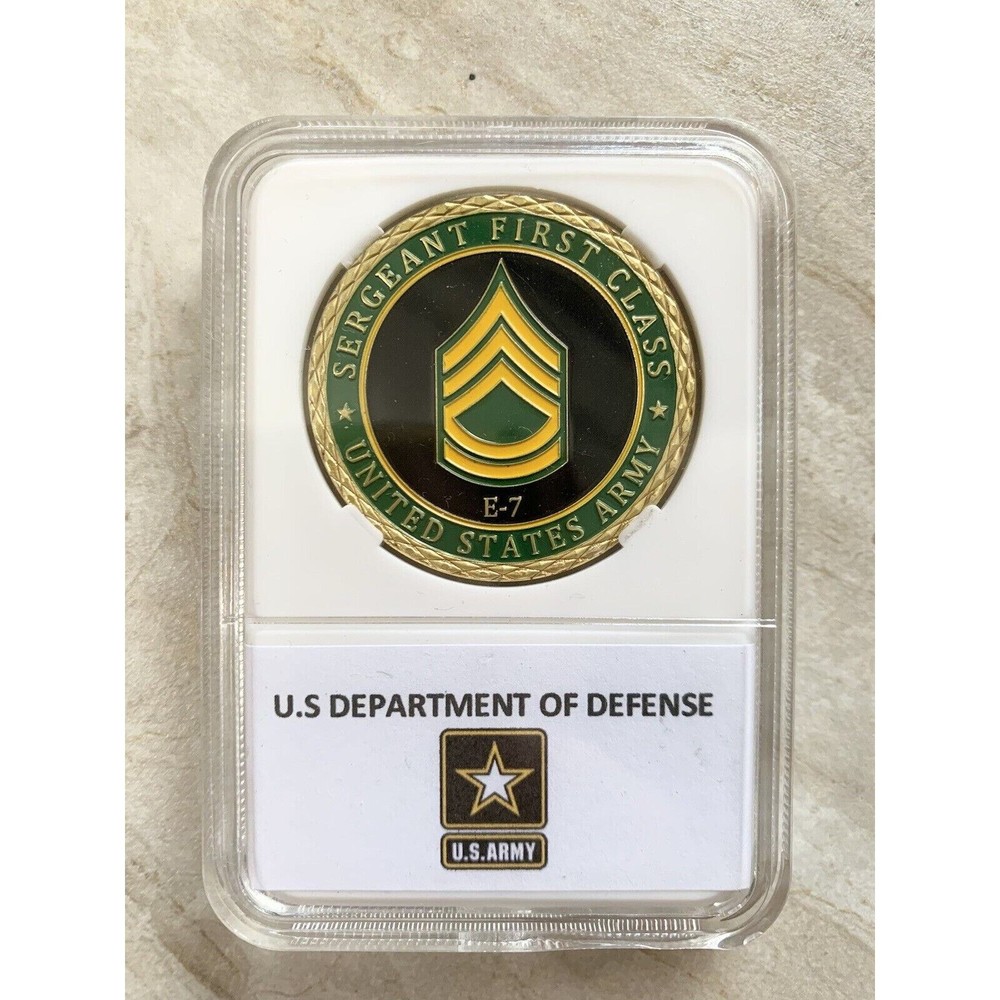 CHALLENGE COIN UNITED STATES ARMY E-7 SFC SERGEANT FIRST CLASS, With Case