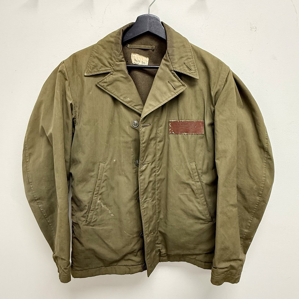 Original WWII US Navy N-4 Deck Flight Jacket Named Pilot W Leather Name Tag