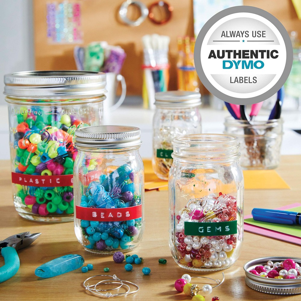 DYMO Embossing Label Maker, Includes 3 Tapes, 8-3/8", Black/Gray