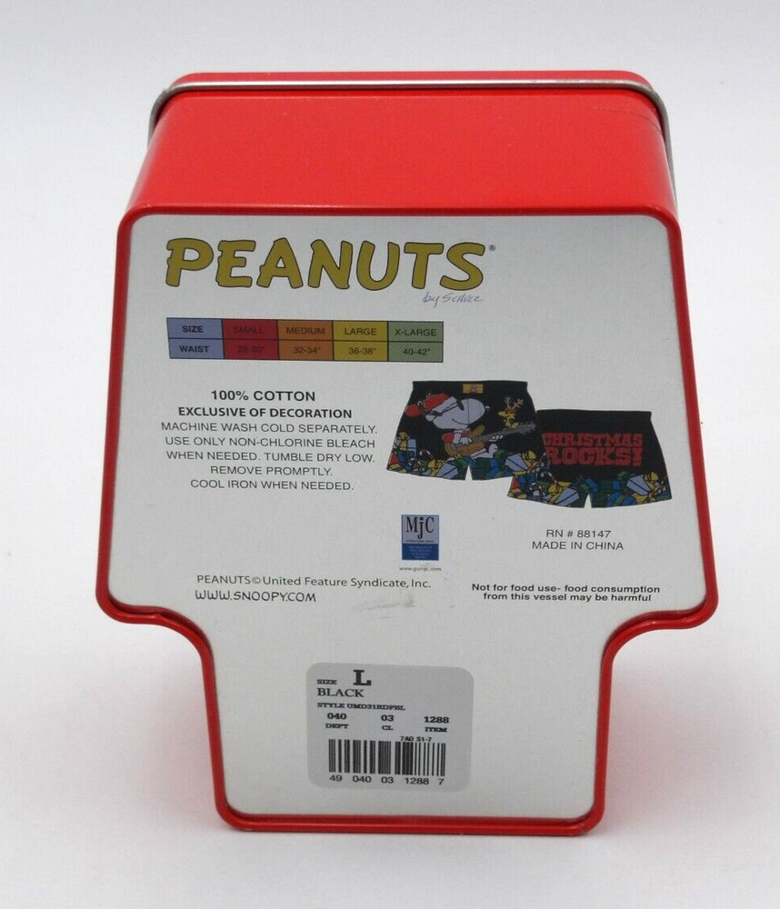 Peanuts Snoopy Men's Sleep Shorts Empty Tin