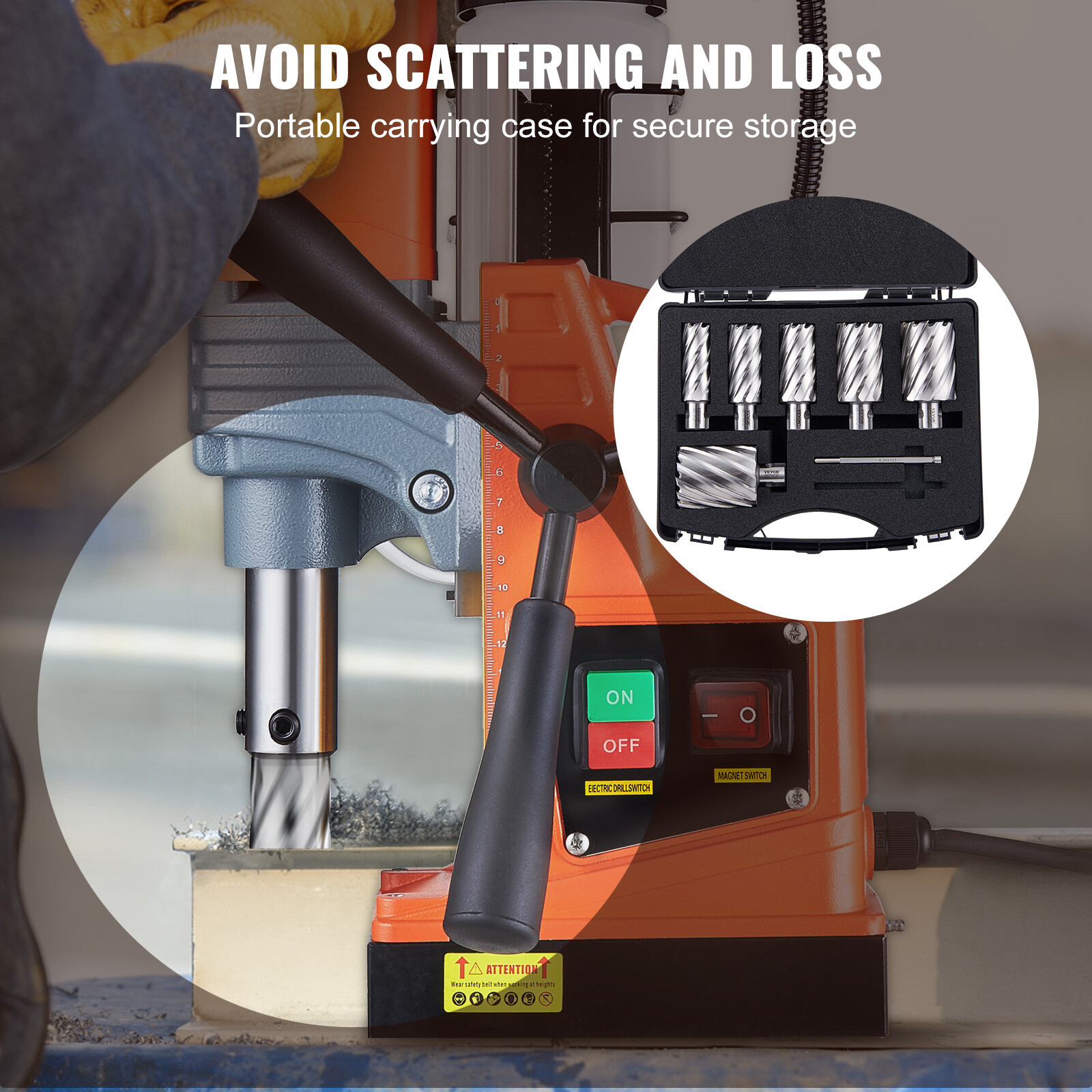 VEVOR Annular Cutter Set HSS Magnetic Drill Bits 6 PCS Weldon Shank 2" Depth