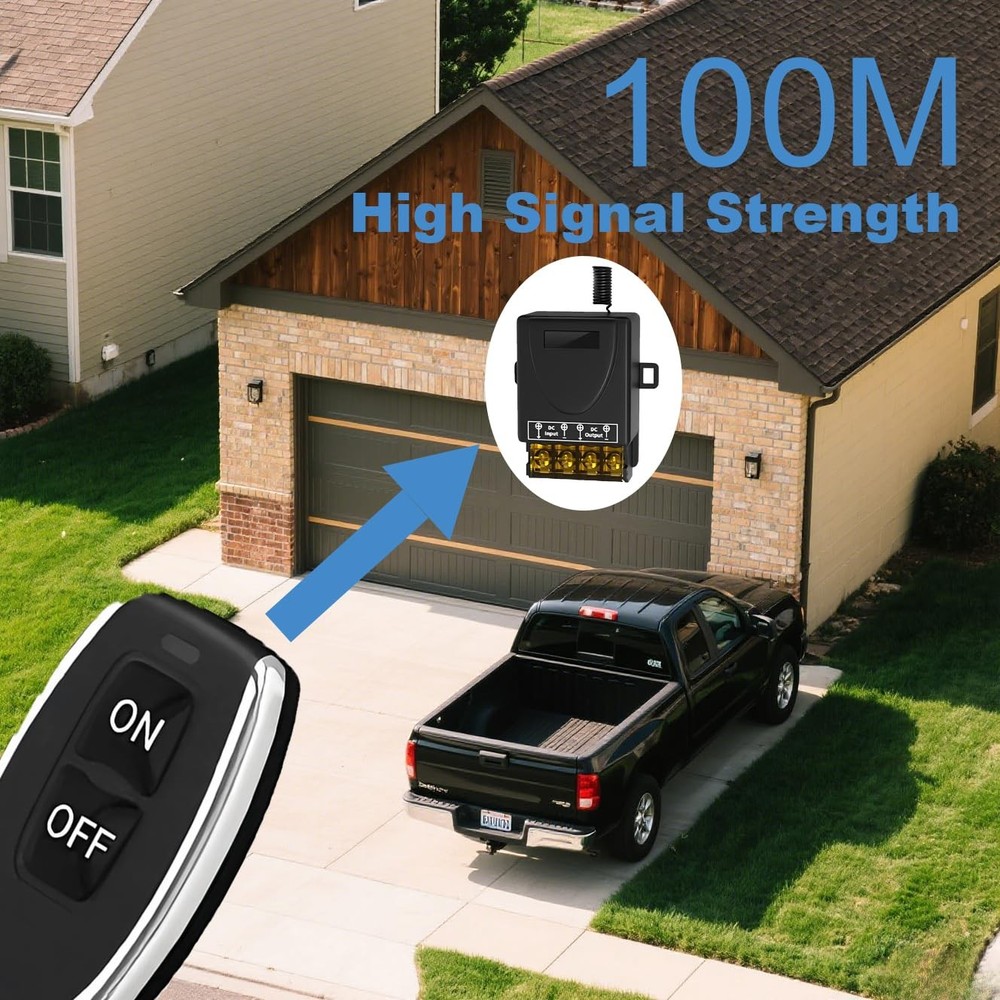 12V Remote Control Switch Wireless,Low Voltage DC 12V-72V 30A RF Relay Switch...