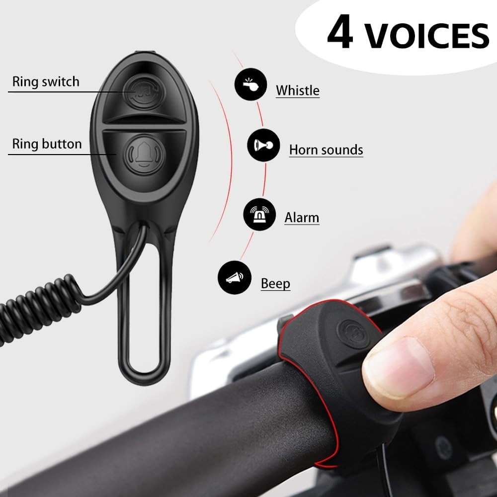 Lightweight and Compact 120db Bicycle Horn - Separate Control Switch Included